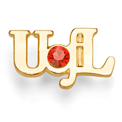 AUL104<br />U of L Lapel Pin with Red Gemstone