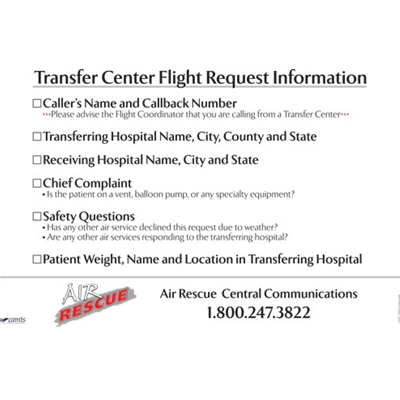 AIR832<br>Air Rescue Transfer Center Cards